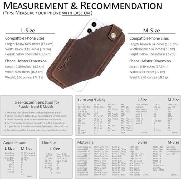 Leather Cell Phone Holster with Belt Clip, Leather Belt Phone Pouch, Universal - Picture 5 of 7